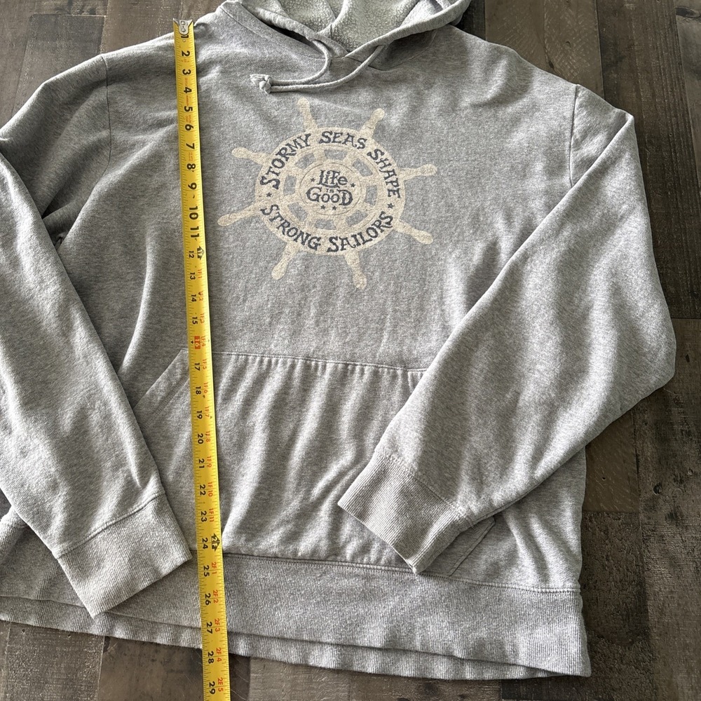 Life Is Good Sweatshirt Hoodie Size XL Stormy Seas Shape Strong Sailors Gray - Picture 4 of 8